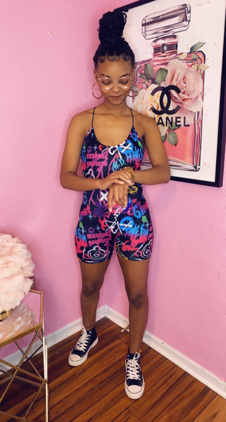 Graffiti short romper