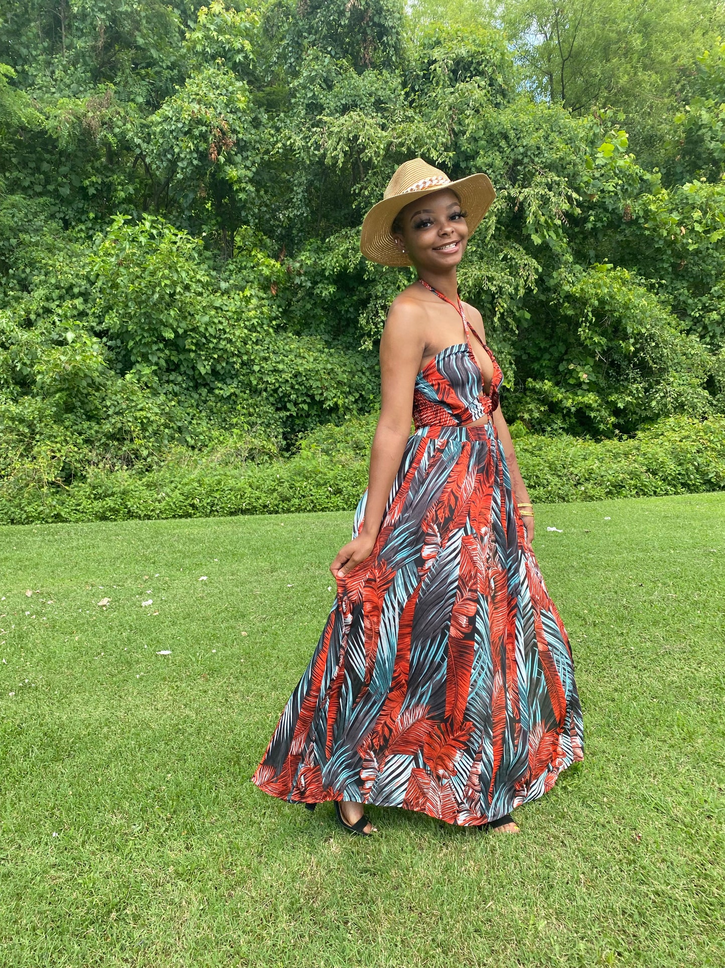 Safari Bandage Tie Up Maxi Dress