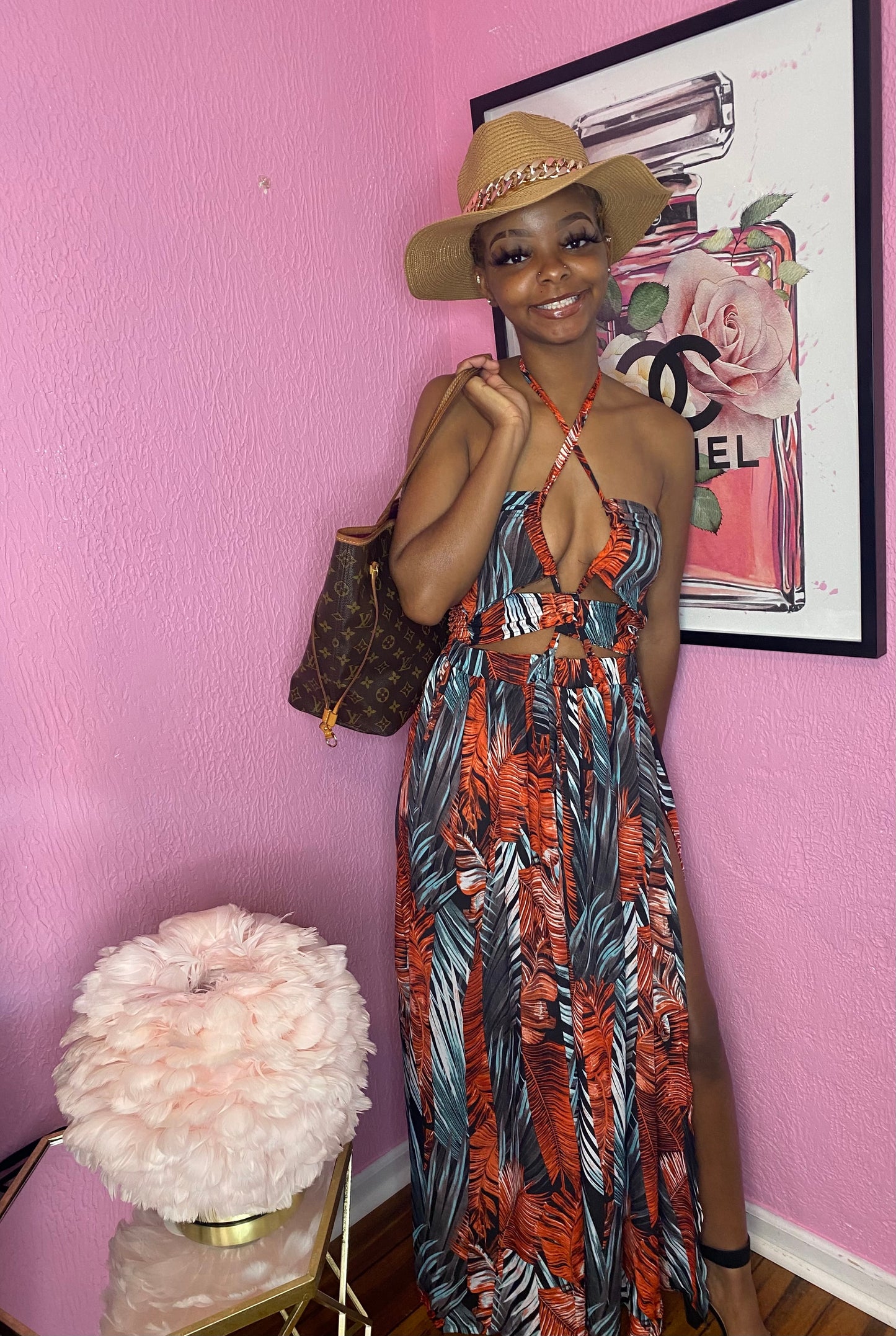 Safari Bandage Tie Up Maxi Dress