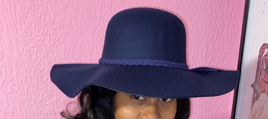 Blue soft felt brim fedora hat