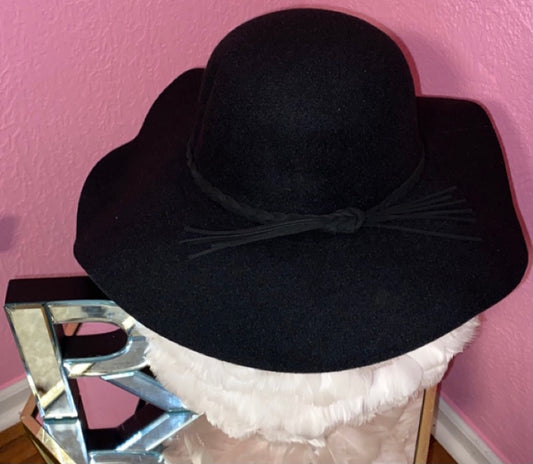 Black Soft Brim felt fedora hat