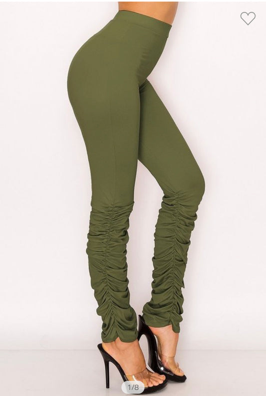 Olive Green Scrunched Pants