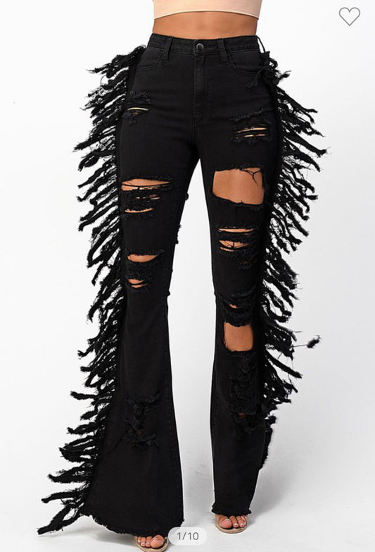 Black Tassel Jeans
