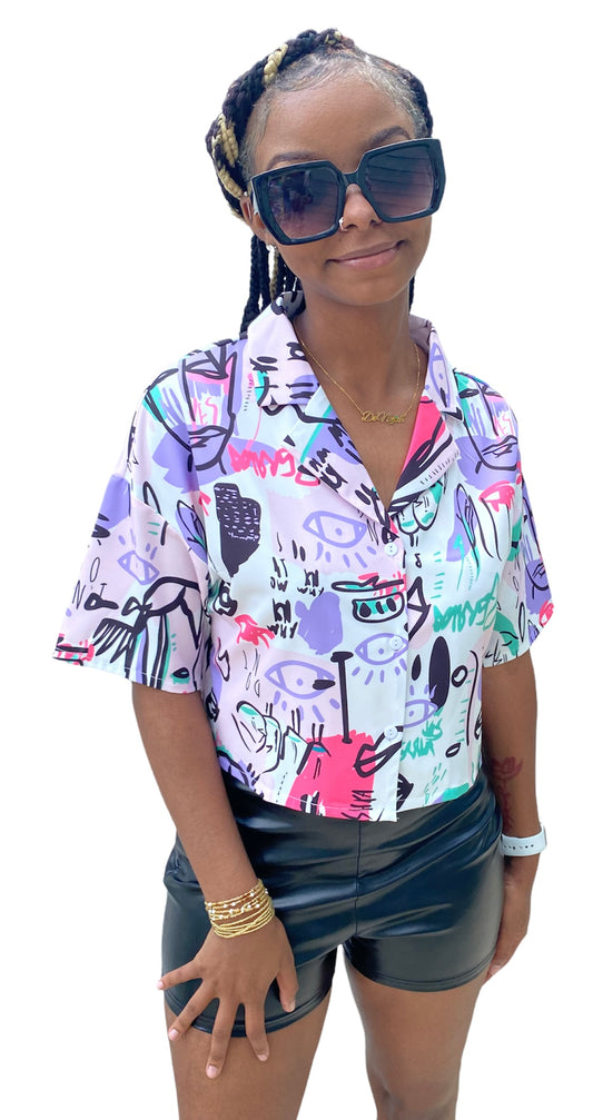 Graffiti shortsleeve blouse