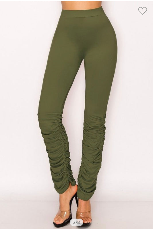 Olive Green Scrunched Pants