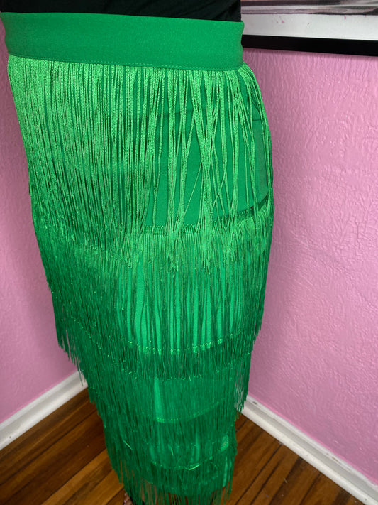 Green Tassel Pencil Skirt